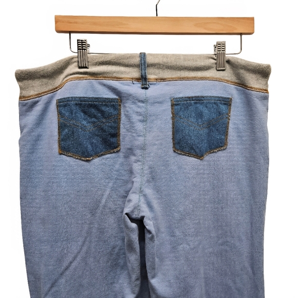 Bebe Y2k Drawstring Lounge Pants Denim Accents Wide Leg Flare Blue Size Large - Picture 6 of 16